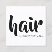 Moderne zwarte witte haarlijst vierkante visitekaartje (Voorkant)