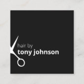 Moderne zwarte witte haarlijst vierkante visitekaartje (Voorkant)