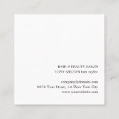 Moderne zwarte witte haarlijst vierkante visitekaartje (Achterkant)