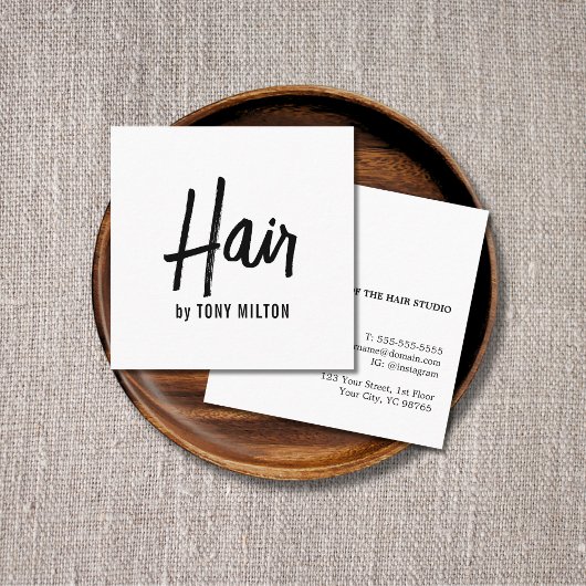 Moderne zwarte witte haarlijst vierkante visitekaartje