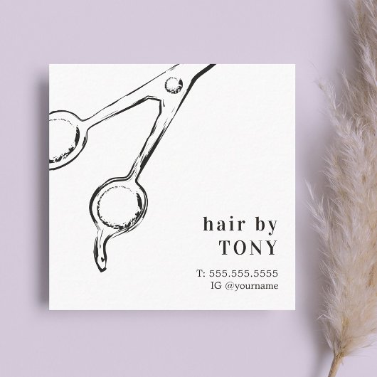 Moderne zwarte witte haarlijst vierkante visitekaartje