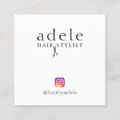 Moderne zwarte witte haarlijst vierkante visitekaartje (Voorkant)