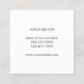 Moderne zwarte witte haarlijst vierkante visitekaartje (Achterkant)