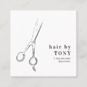 Moderne zwarte witte haarlijst vierkante visitekaartje (Voorkant)