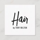 Moderne zwarte witte haarlijst vierkante visitekaartje (Voorkant)