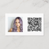 Moderne zwarte witte haarmake-up foto logo qr code visitekaartje (Achterkant)