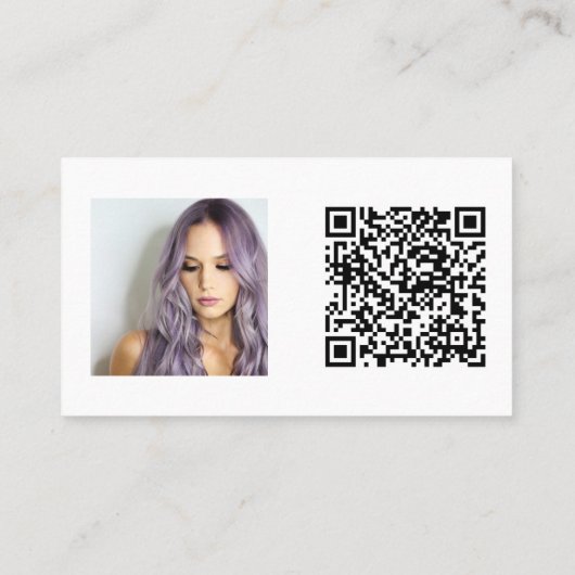Moderne zwarte witte haarmake-up foto logo qr code visitekaartje (Achterkant)