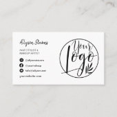 Moderne zwarte witte haarmake-up foto logo qr code visitekaartje (Voorkant)