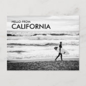 Moderne Zwarte & Witte Hallo vanuit Californië Str Briefkaart (Voorkant)