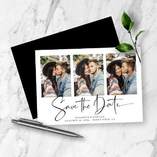 Moderne zwarte witte handgeschreven sparen de Datu Save The Date
