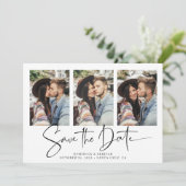 Moderne zwarte witte handgeschreven sparen de Datu Save The Date (Staand voorkant)