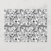 Moderne zwarte witte handgetekende abstracte harte briefkaart (Voorkant)