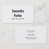 Moderne zwarte witte hedendaagse manager visitekaartje (Voorkant / Achterkant)