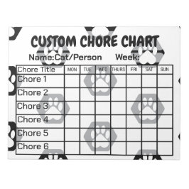 Moderne zwarte & witte hexagon Paw-printkaart Notitieblok