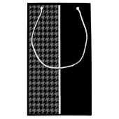 Moderne Zwarte Witte Houndstooth Monogram en Naam Klein Cadeauzakje (Achterkant)