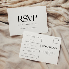 Moderne Zwarte & Witte Huwelijks RSVP Briefkaart