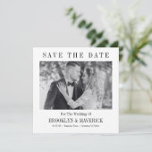 Moderne Zwarte Witte Huwelijksfoto Save The Date (Staand voorkant)
