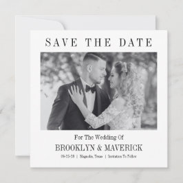 Moderne Zwarte Witte Huwelijksfoto Save The Date
