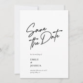 Moderne Zwarte Witte Informele Script Trouw Save The Date (Voorkant)