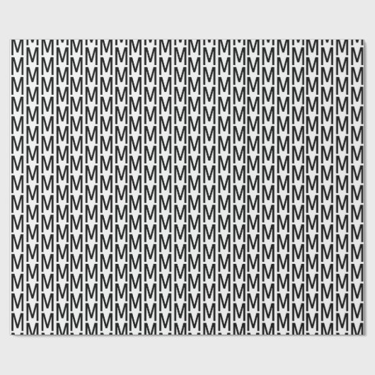 Moderne zwarte witte initiaal cadeaupapier (Vlak)