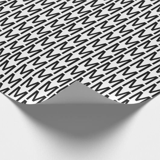 Moderne zwarte witte initiaal cadeaupapier (Hoek)