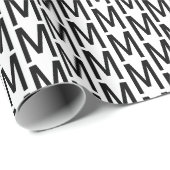 Moderne zwarte witte initiaal cadeaupapier (Rol Hoek)