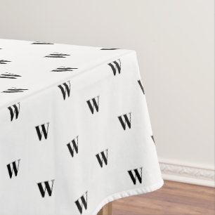 Moderne zwarte witte initiaal tafelkleed