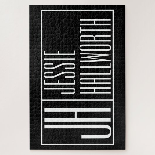 Moderne, zwarte & witte, Initialen & naamaanblik Legpuzzel (Verticaal)