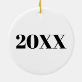 Moderne zwarte, witte jaartal Holiday Keramisch Ornament (Achterkant)