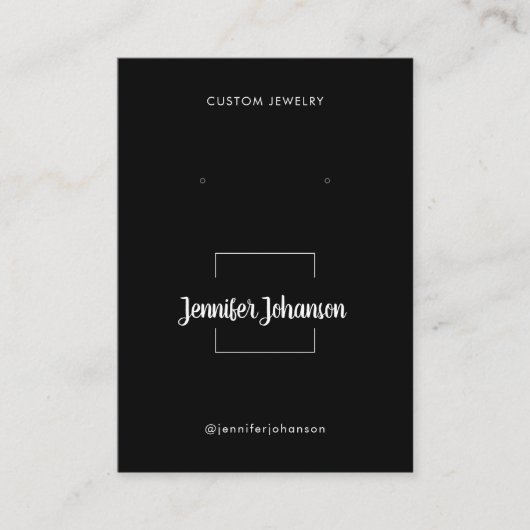 Moderne zwarte witte juwelen oorringen qr code visitekaartje (Voorkant)