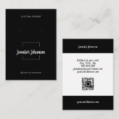 Moderne zwarte witte juwelen oorringen qr code visitekaartje (Voorkant / Achterkant)