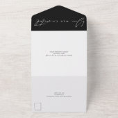 Moderne zwarte witte kalligrafie all in one uitnodiging (Buitenkant)