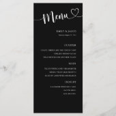Moderne Zwarte & Witte Kalligrafie Bruiloft Menu (Voorkant)