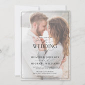 Moderne zwarte witte kalligrafie Faux Vellum 4 Fot Kaart (Voorkant)