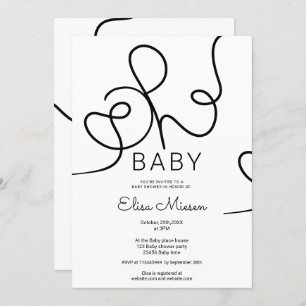 Moderne zwarte witte kalligrafie Oh baby shower Kaart