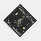 Moderne zwarte witte kerstgolfboom servet (Hoek)