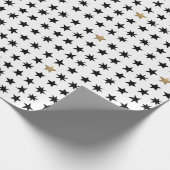Moderne zwarte witte kerstster cadeaupapier (Hoek)