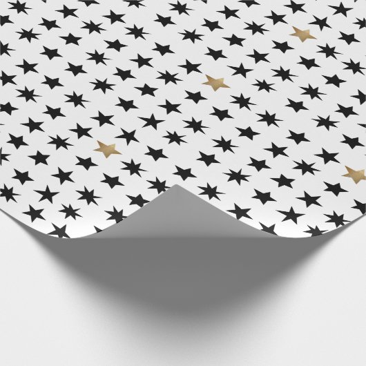 Moderne zwarte witte kerstster cadeaupapier (Hoek)