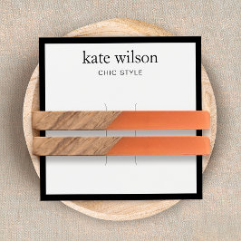 Moderne zwarte, witte, kleine haarklemkaart vierkante visitekaartjes