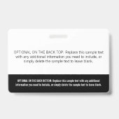 Moderne zwarte & witte kleur Blokfotolabel Badge (Achterkant)