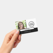 Moderne zwarte & witte kleur Blokfotolabel Badge (Handheld)