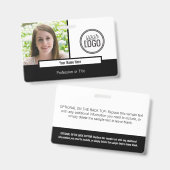 Moderne zwarte & witte kleur Blokfotolabel Badge (Voor- en achterkant)