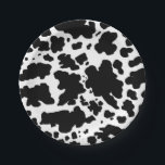 Moderne zwarte witte Koe Huidtextiel Dierafdrukken Papieren Bordje<br><div class="desc">Klassieke en trendy zwarte en witte koe huidvlekken textuur ontwerp huisdecor en giften. Koe bedekt borden op het gebied van papier van de uitgeverij.</div>