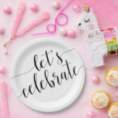 Moderne Zwarte Witte Laten we Vieren Papieren Bord (Feest)