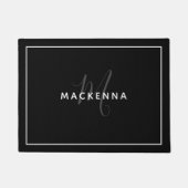 Moderne zwarte witte legant aangepaste monogram na deurmat (Voorkant)