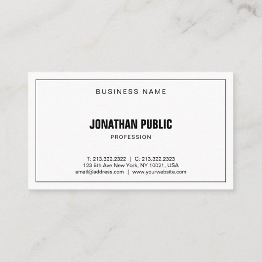 Moderne, zwarte, witte legante minimalist visitekaartje (Achterkant)
