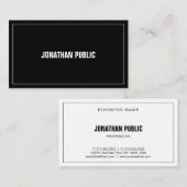 Moderne, zwarte, witte legante minimalist visitekaartje (Voorkant / Achterkant)