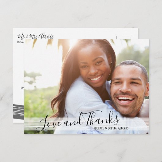 Moderne zwarte & witte liefde en Bedankt Briefkaar Briefkaart (Voorkant / Achterkant)