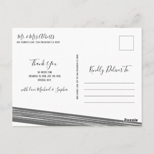 Moderne zwarte & witte liefde en Bedankt Briefkaar Briefkaart (Achterkant)