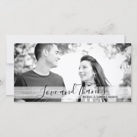 Moderne zwarte & witte liefde en Bedankt Fotokaart (Voorkant)
